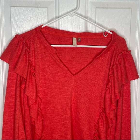 Pilcro Cozy Popover Ruffle Pullover Sweater in Coral Office Career Date Night M - Picture 5 of 14